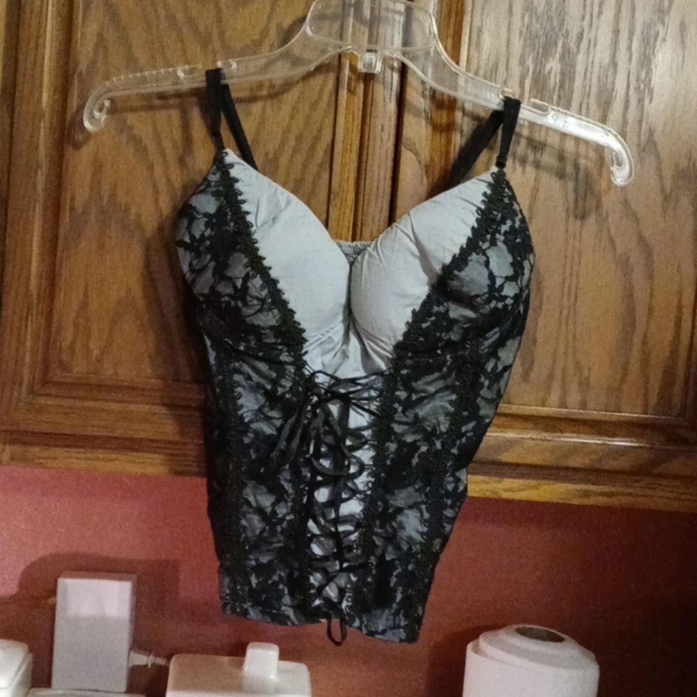 Black Lace/Grey Top